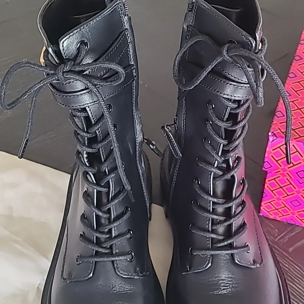 Tory Burch T Hardware Combat Boots